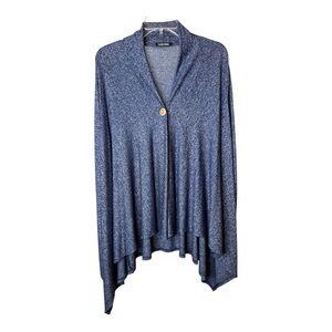 Papermoon Women’s Long-Sleeved Cardigan/Wrap Heathered Navy Blue SZ S